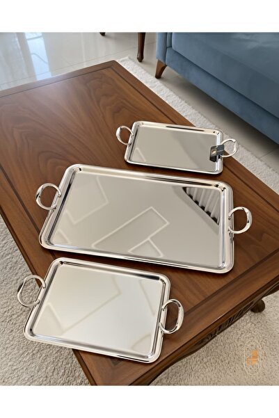 aljahwari Serving tray set, 3 sizes, silver nickel