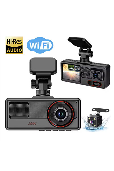 XC كاميرا سيارة بثلاث عدسات ومسجل فيديو رقمي بدقة 1080 بكسل