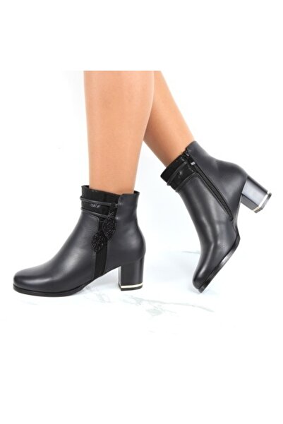 MELYN Black Fur-lined Ankle Boots