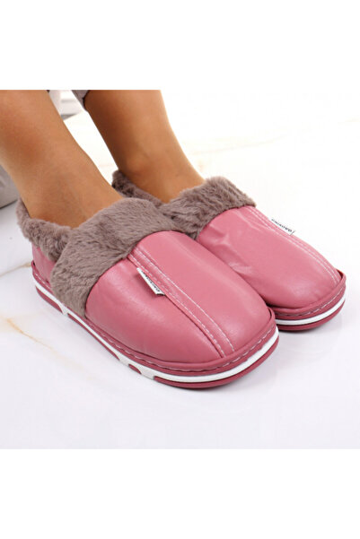 Casi Pink Fuzzy Moccasin House Slippers
