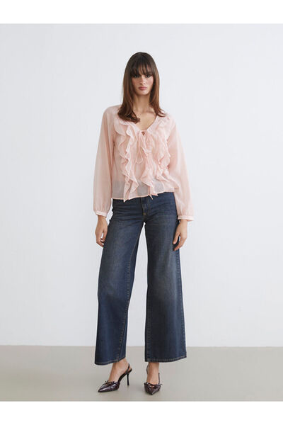 LC Waikiki بنطال جينز نسائي من Indigo Wideleg