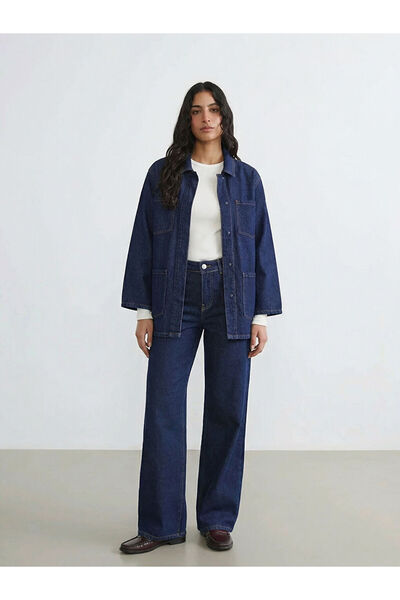 LC Waikiki بنطال جينز نسائي من Indigo Wideleg