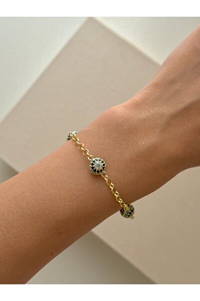 YOUES JEWELRY Steel Vip Evil Eye Beaded Stone Gold Women's Bracelet for Women
