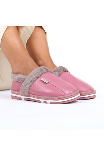 Loris Pink Fur-Lined Moccasin Slippers