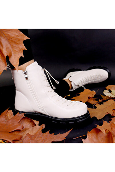 Nevia Cream Faux Leather Boots