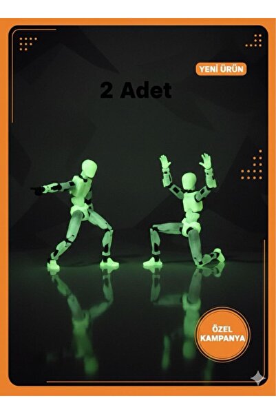 joybaskı 2 Adet Karanlıkta Parlayan Fosforlu Hareketli Eklemleri Oynayan Figü...