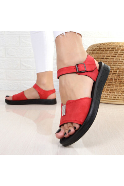 nicola sandale roșii cu talpă joasă