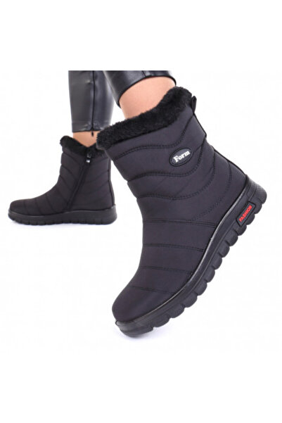 MİLANA black fur-lined boots