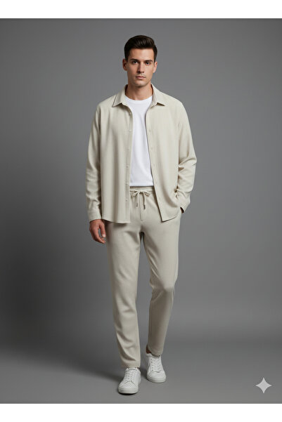 KVİNS Set unisex din țesătură Lycra crep | Cămașă și pantaloni Relax Fit | An...