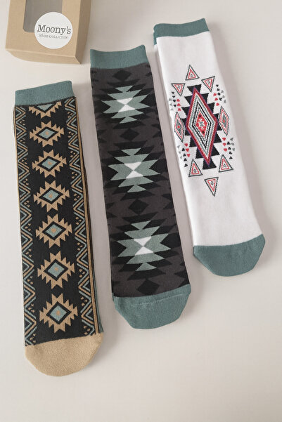 Moonys Socks Collection Ethnic Patterned Towel Women's Socks Set of 3