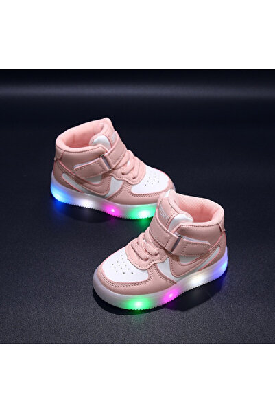 Superbaby White and pink high-top sneakers with lights - Bella