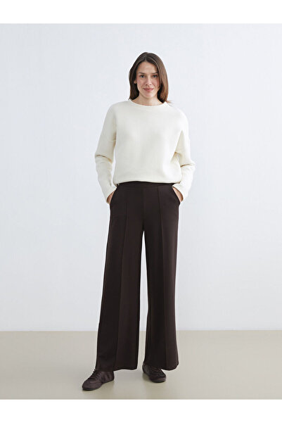 LC Waikiki Lcwaikiki Basic Brown Standard Fit Wide Leg Women's Pants