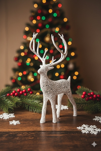 HaBu Lab 3D Baskı Dekoratif Yılbaşı Geyiği / Noel Masa Üstü Süsü / Yeni Yıl D...