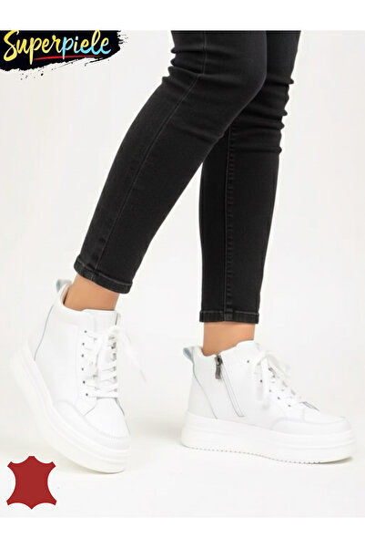 ANGEL BLUE Women's short leather boots, linite, with a thick sole