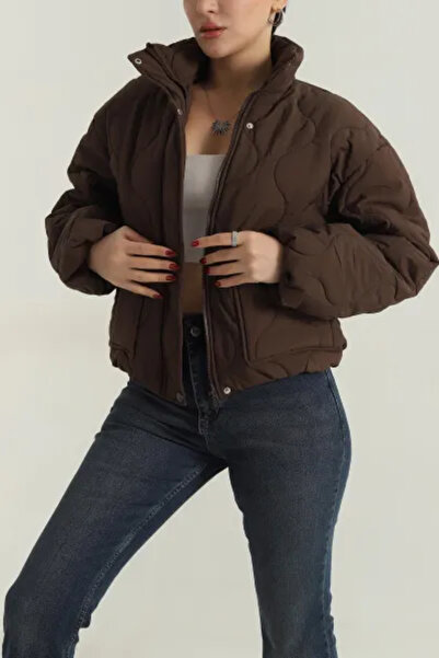 Coşkun GİYİM Women's Quilted Coat Brown 26009