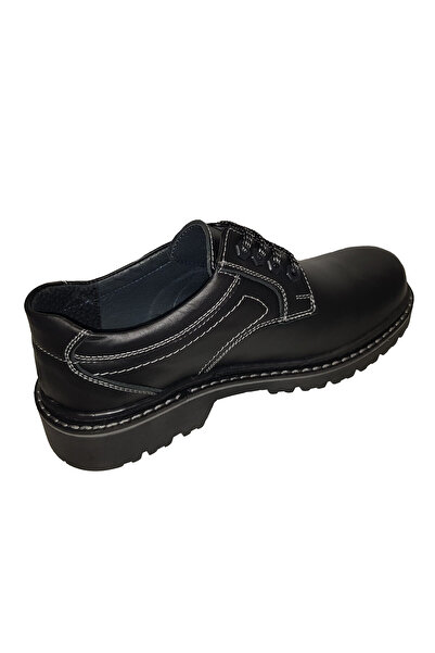 ROM Men's black semi-ankle boots in genuine leather, sizes 39-45