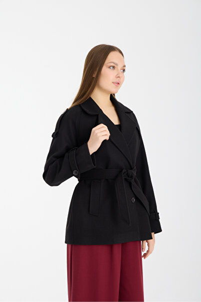 Bolivente Calina Black Regular Fit Premium Cashmere Jacket