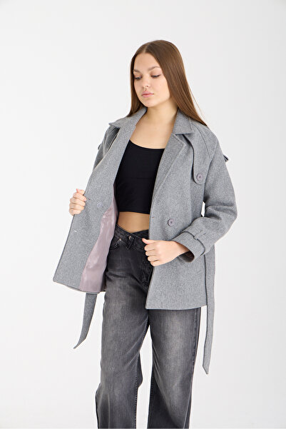 Bolivente Calina Gray Regular Fit Premium Cashmere Jacket