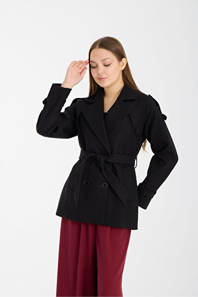 Bolivente Calina Black Regular Fit Premium Cashmere Jacket