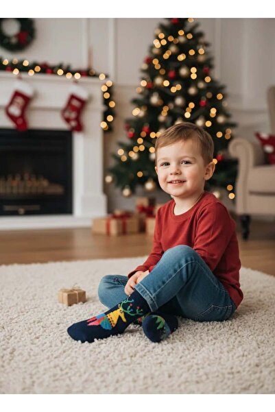 CANMODA Deer Themed Towel Non-Slip Sole Children's Christmas Stocking