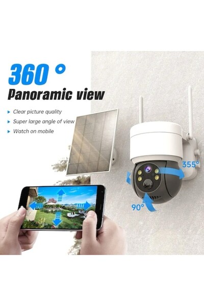 MeK Fine WiFi Solar PTZ360° Outdoor/Indoor Surveillance Camera, Full HD, Color Night Vision