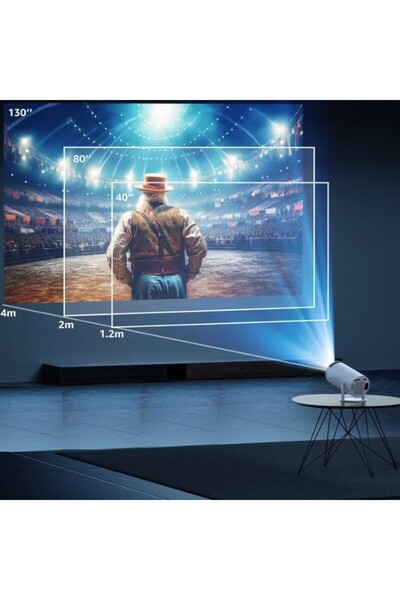 Flippy HY300PRO+ Cylindrical Portable Video Projector, Flippy, Compatible with Android/iOS, 18 x 11 x 6 cm, White