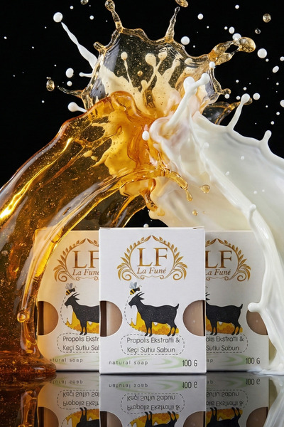 LF Lafune صابون البروبوليس وحليب الماعز - علاج طبيعي لإصلاح البشرة ومضاد للبث...