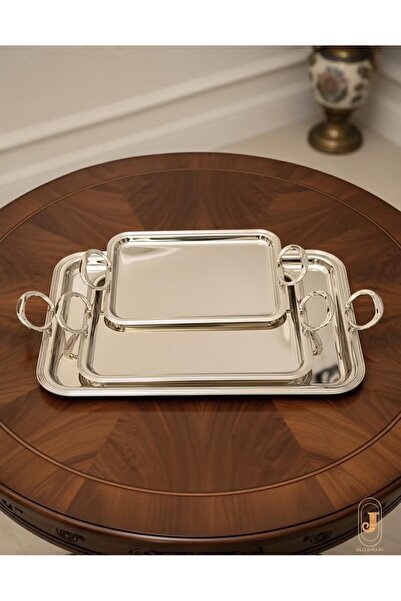 aljahwari Serving tray set, 3 sizes, silver nickel