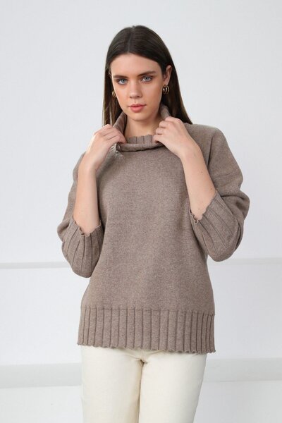 Ferraro Mink Turtleneck Cashmere Long Sleeve Women's Knitwear Sweater