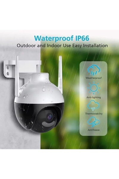 MeK Fine 5MP PTZ 360° WiFi Outdoor/Indoor Security Camera, IP66, Two-Way Audio