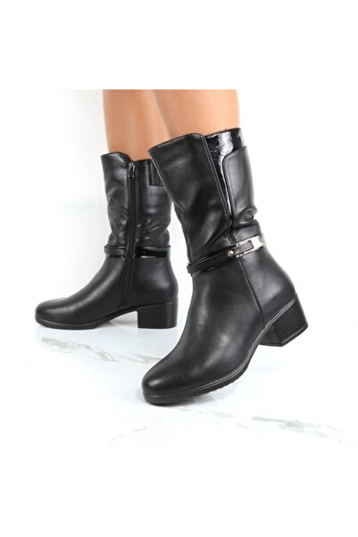 NERİS Black Fur-Lined Short Boots