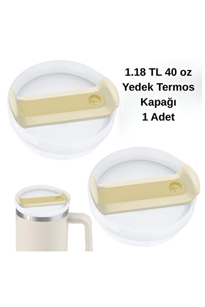 Stanley Quencher 40 oz 1.18 Lt Compatible Thermos Lid with Straw - Cream Lid Quencher Lid