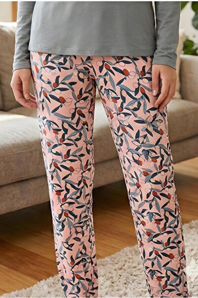 MORRO Long Sleeve Viscose Pajama Set Lace Detail Comfortable Casual Sleepwear Set