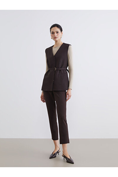 LC Waikiki Lcw Modest Brown Women's Elastic Waist Pants