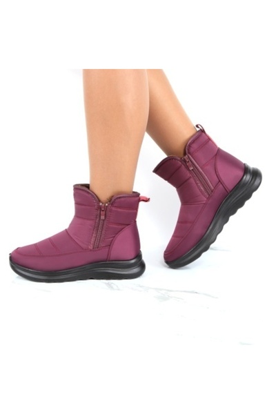 FAYRA Burgundy Fur-Lined Boots