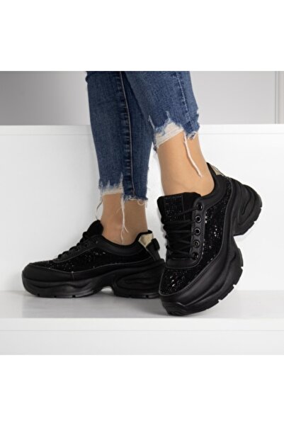 Monica Black High-Platform -Leather Sneakers