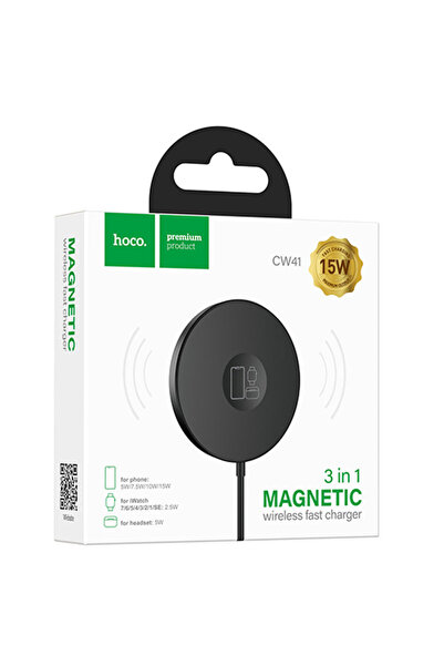 Hoco Încărcător wireless (CW41), MagSafe, 15W, încărcare Qi, magnetic, 3 în 1...