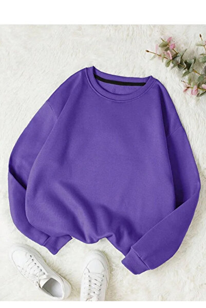 Mayer Butik Βαμβακερό φούτερ Unisex μονόχρωμο Oversize με λαιμόκοψη