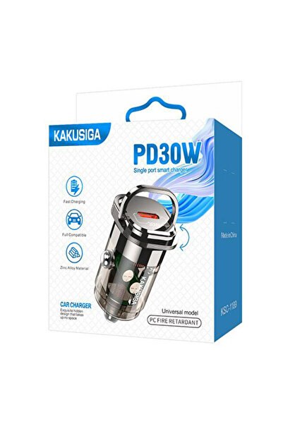 KAKUSİGA Kaku (KSC-1189) Car Charger, PD30W, 1xUSB-C, Black