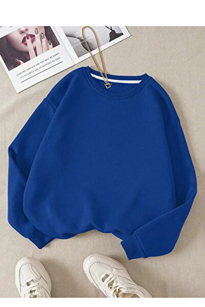 Mayer Butik Unisex Solid Colored Oversize Crew Neck Cotton Sweatshirt