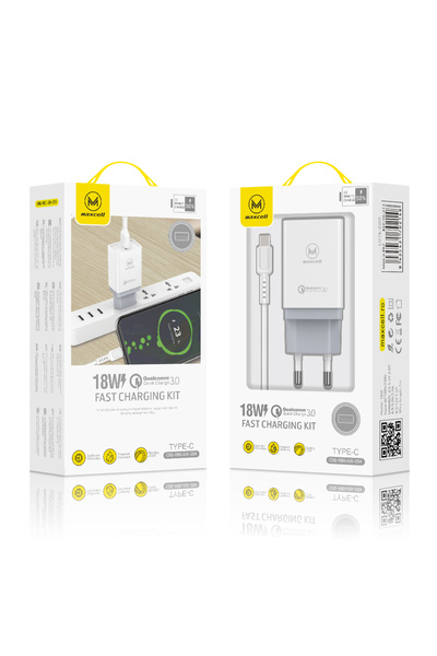 Maxcell Incarcator Retea (CDQ090) + Cablu Lightning, 18W, 3A, 1xUSB-A, QC 3.0...