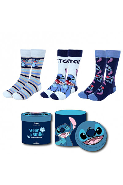 Lilo & Stitch Set 3 perechi sosete lungi in cutie cadou, Happy Lilo & Stitch,...