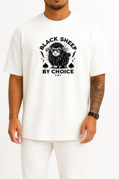 Bahriyeli Collection Tricou Unisex cu imprimeu pe bust Black Sheep By Choice ...
