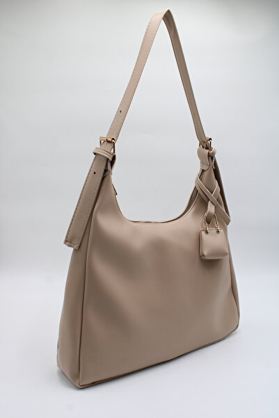 LASSO Women's Beige Large Size Adjustable Shoulder Strap Hand and Shoulder Bag