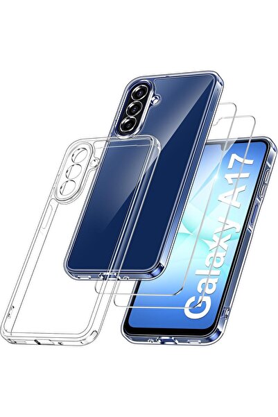 HYX جراب شفاف لكاميرا هاتف Samsung Galaxy A17 5G/4G مع زجاج مقسّى 2x