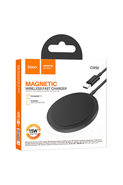 Hoco Încărcător wireless (CW52), magnetic, 15W, încărcare Qi, rapid, universa...