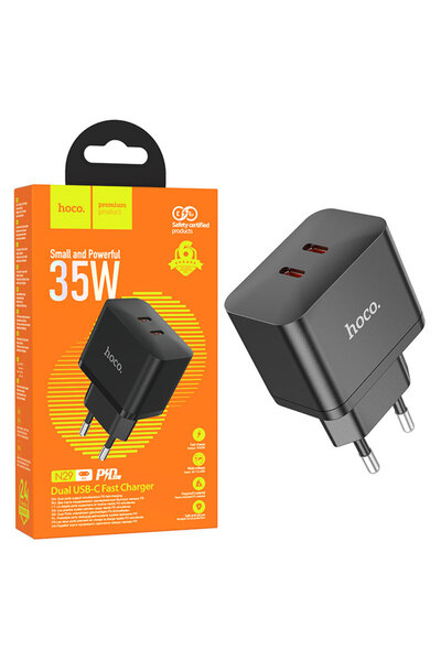 Hoco Incarcator Retea (N29) , 35W, 2xUSB-C, PD, Black