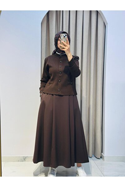 TERZİ DÜKKANI Meva Shirt Collar Knitwear Cardigan Brown