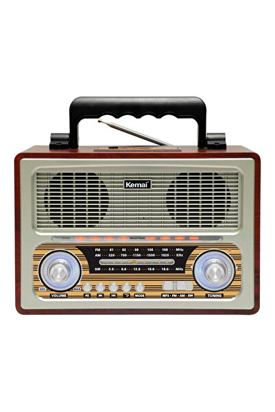 Generic Kemai MD-1800BT Vintage Wooden FM Radio – Triple-band AM/FM/SW with DSP, Bluetooth/USB/SD/TF