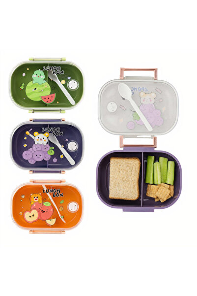 JML1 Cutii de prânz pentru copii 20x14x6cm, 2 compartimente cu lingură, difer...